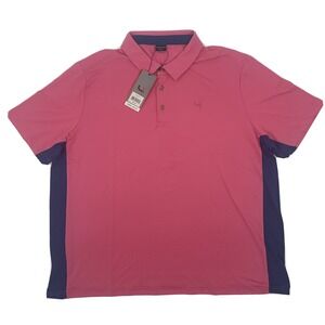 Men's‎ Short Par 4 Whitfield Short Sleeve Polo Shirt Pink Blue Trim Golf XXL NWT